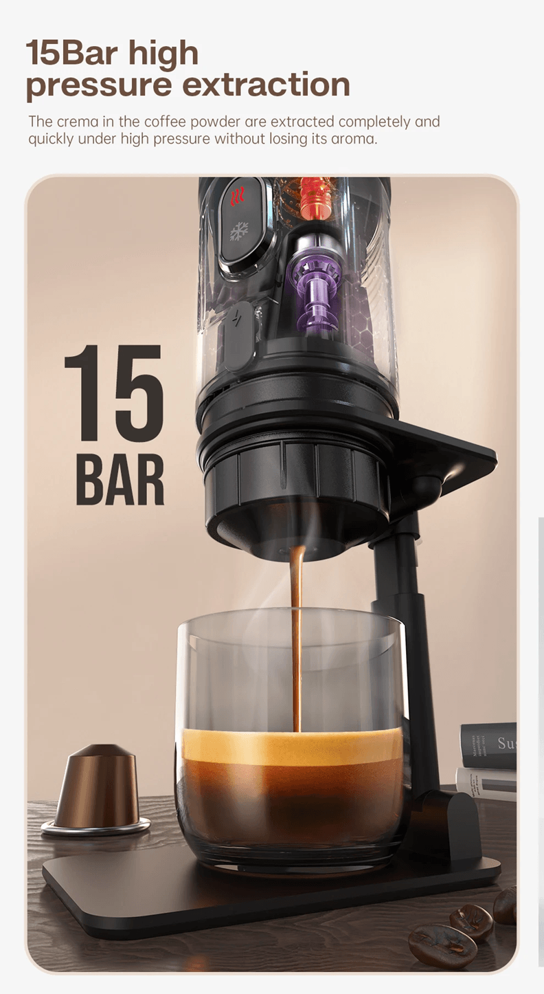 Portable Coffee Maker for Car and Home with Capsule and Ground Compatibility