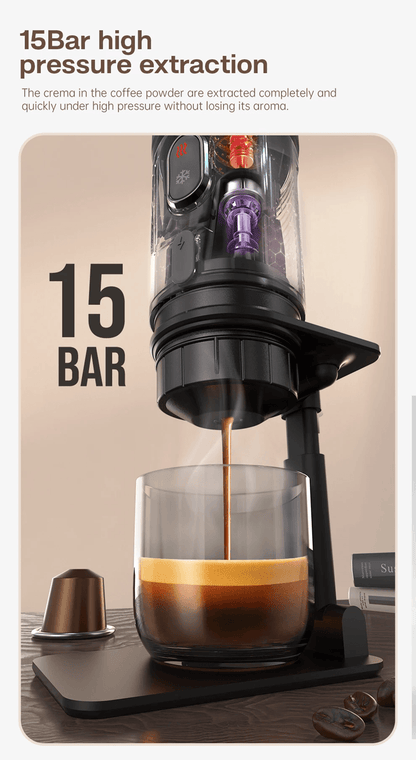 Portable Coffee Maker for Car and Home with Capsule and Ground Compatibility
