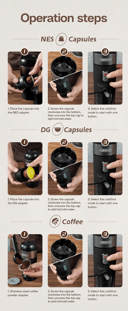 Portable Coffee Maker for Car and Home with Capsule and Ground Compatibility