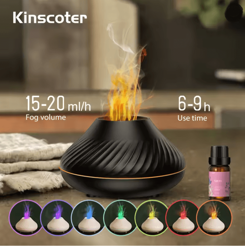 Volcanic Flame Aroma Diffuser Essential Oil Humidifier with Night Light