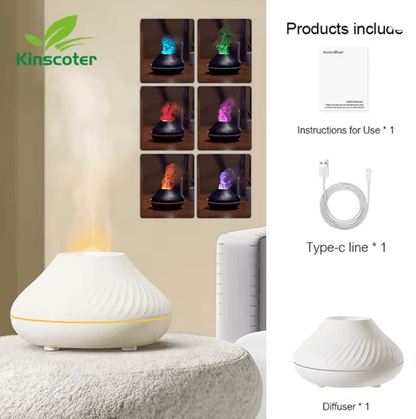 Volcanic Flame Aroma Diffuser Essential Oil Humidifier with Night Light