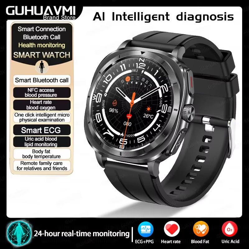 2025 Smart Health Watch for Men and Women – ECG + PPG, Uric Acid Monitor, Blood Pressure, Blood Oxygen & Body Fat Analys
