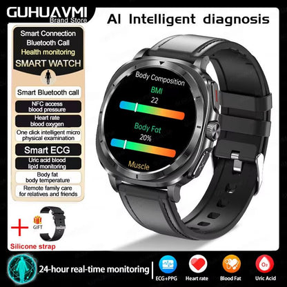 2025 Smart Health Watch for Men and Women – ECG + PPG, Uric Acid Monitor, Blood Pressure, Blood Oxygen & Body Fat Analys