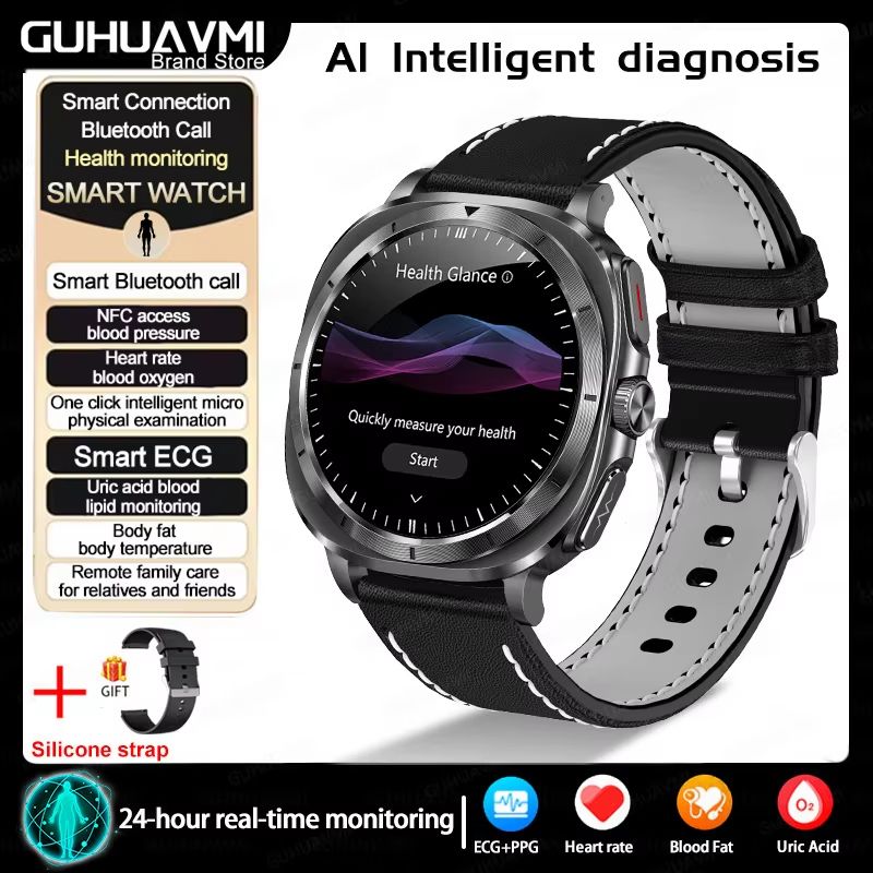 2025 Smart Health Watch for Men and Women – ECG + PPG, Uric Acid Monitor, Blood Pressure, Blood Oxygen & Body Fat Analys