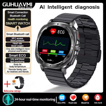 2025 Smart Health Watch for Men and Women – ECG + PPG, Uric Acid Monitor, Blood Pressure, Blood Oxygen & Body Fat Analys