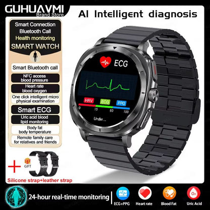 2025 Smart Health Watch for Men and Women – ECG + PPG, Uric Acid Monitor, Blood Pressure, Blood Oxygen & Body Fat Analys