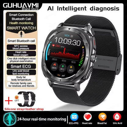 2025 Smart Health Watch for Men and Women – ECG + PPG, Uric Acid Monitor, Blood Pressure, Blood Oxygen & Body Fat Analys