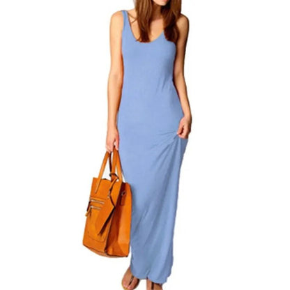 Sleeveless Women High Stretch Maxi Dress