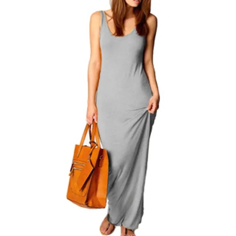 Sleeveless Women High Stretch Maxi Dress