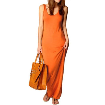 Sleeveless Women High Stretch Maxi Dress