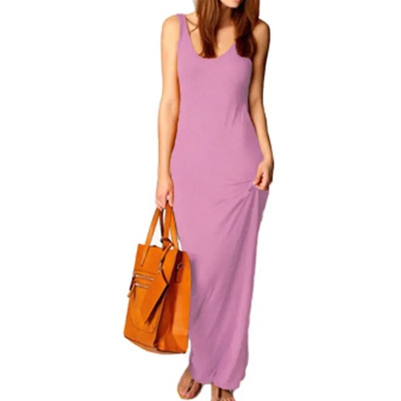Sleeveless Women High Stretch Maxi Dress
