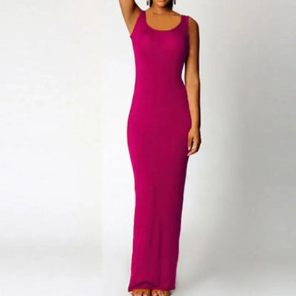 Sleeveless Women High Stretch Maxi Dress