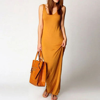 Sleeveless Women High Stretch Maxi Dress