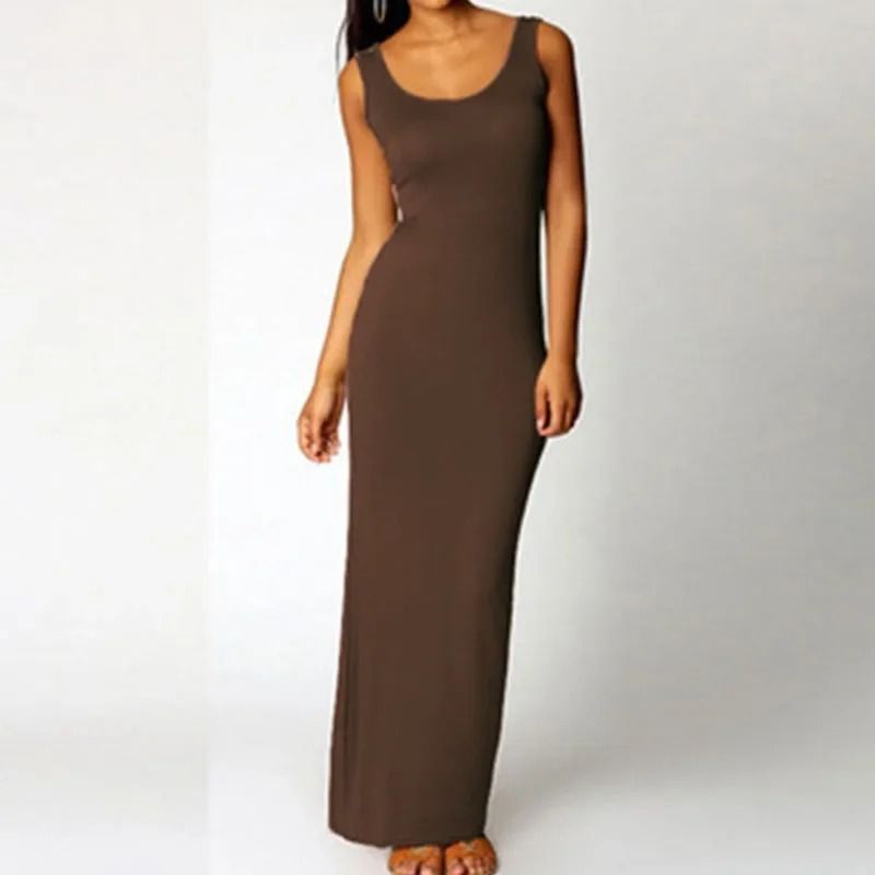 Sleeveless Women High Stretch Maxi Dress