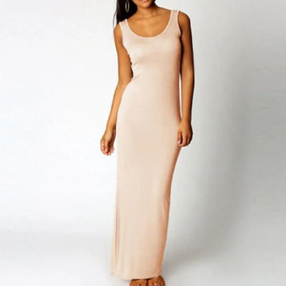 Sleeveless Women High Stretch Maxi Dress