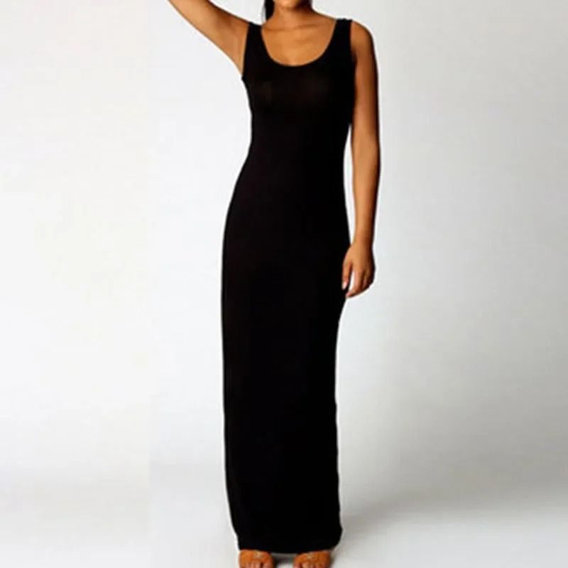 Sleeveless Women High Stretch Maxi Dress