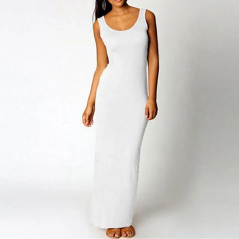 Sleeveless Women High Stretch Maxi Dress
