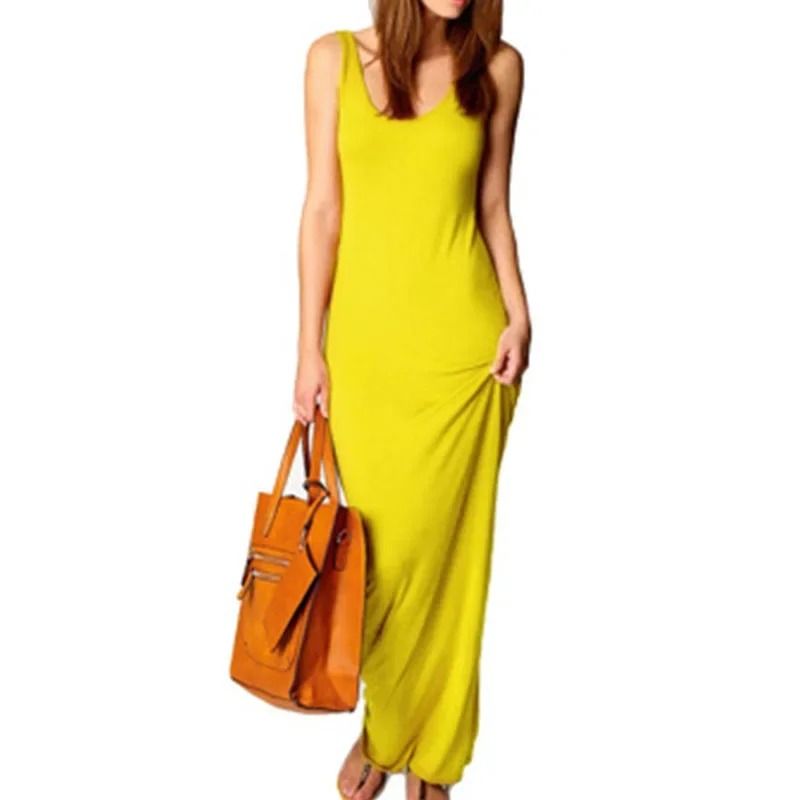 Sleeveless Women High Stretch Maxi Dress