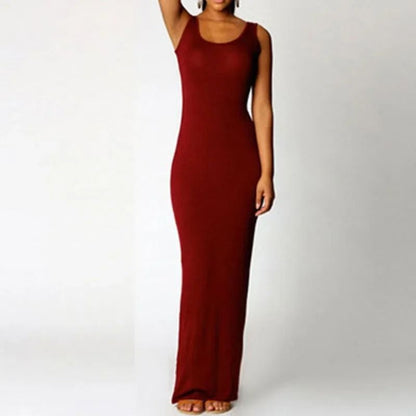Sleeveless Women High Stretch Maxi Dress