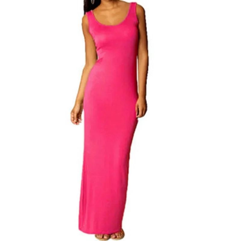 Sleeveless Women High Stretch Maxi Dress