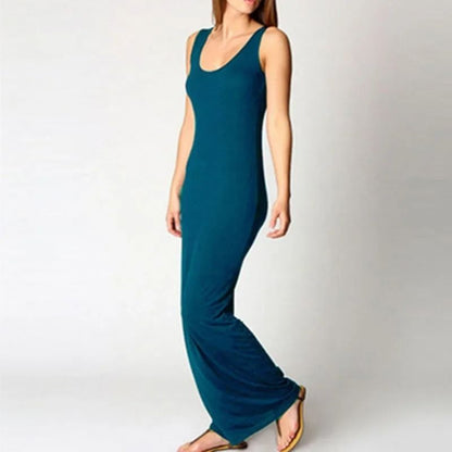 Sleeveless Women High Stretch Maxi Dress