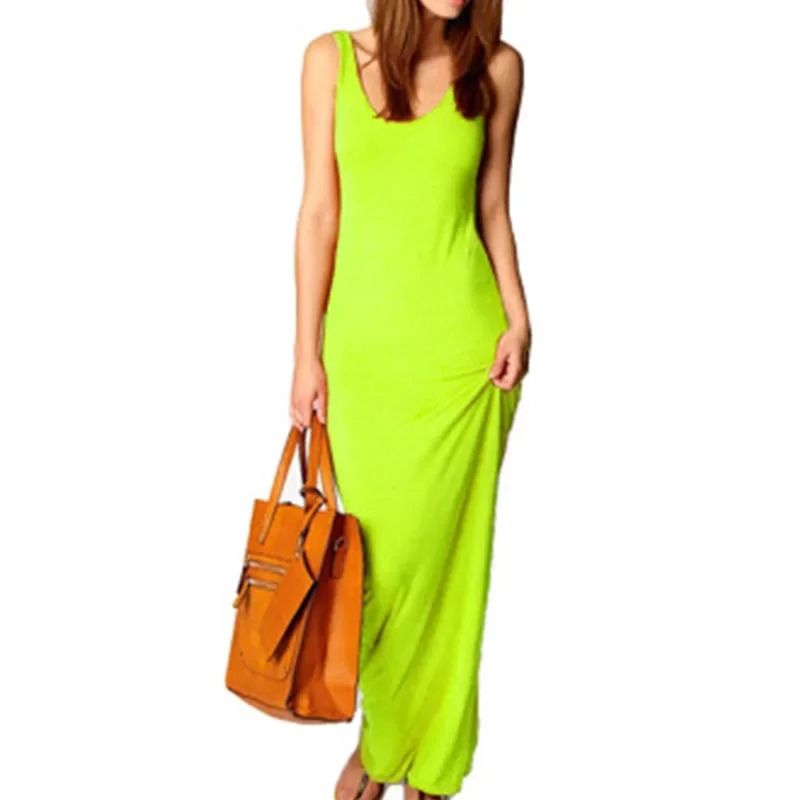 Sleeveless Women High Stretch Maxi Dress