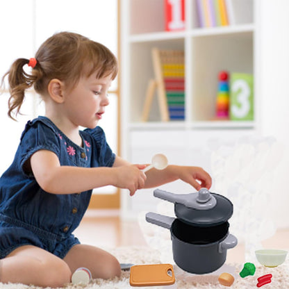 Montessori Kids Kitchen Play Set with Pretend Food, Pots & Pans for Toddlers