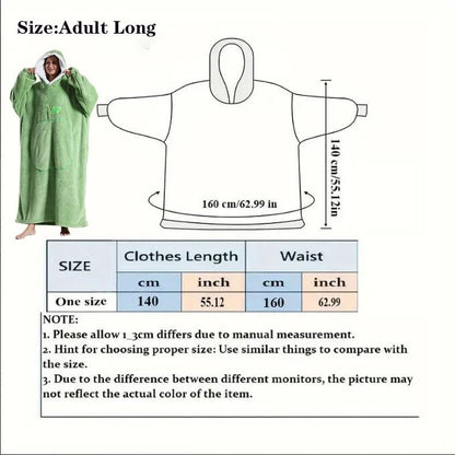 Extra Long Wearable Hooded Blanket with Sleeves Cozy Flannel Winter Throw