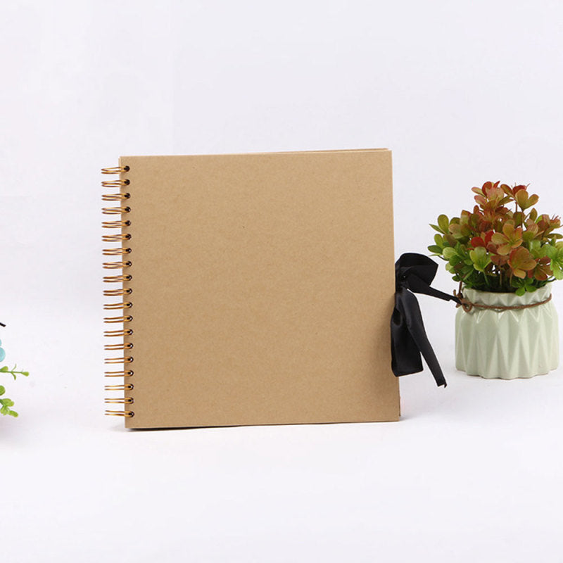DIY Memory Book with 80 Black Pages, Kraft Cover Scrapbook Album for Wedding Anniversary Gifts and Photo Crafts