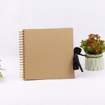 DIY Memory Book with 80 Black Pages, Kraft Cover Scrapbook Album for Wedding Anniversary Gifts and Photo Crafts