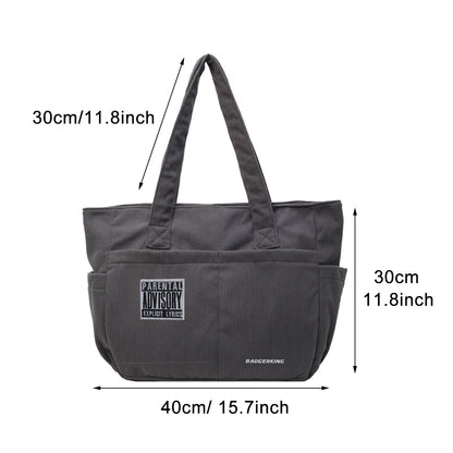 Badgerking Corduroy Shoulder Tote Bag Large for Women, Zipper Closure, Tote Bag for Work or Shopping