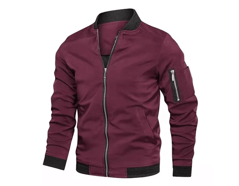 Mens Bomber Jacket Lightweight Casual Windbreaker with Zip Up Pockets