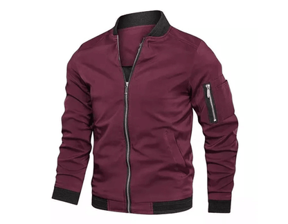 Mens Bomber Jacket Lightweight Casual Windbreaker with Zip Up Pockets