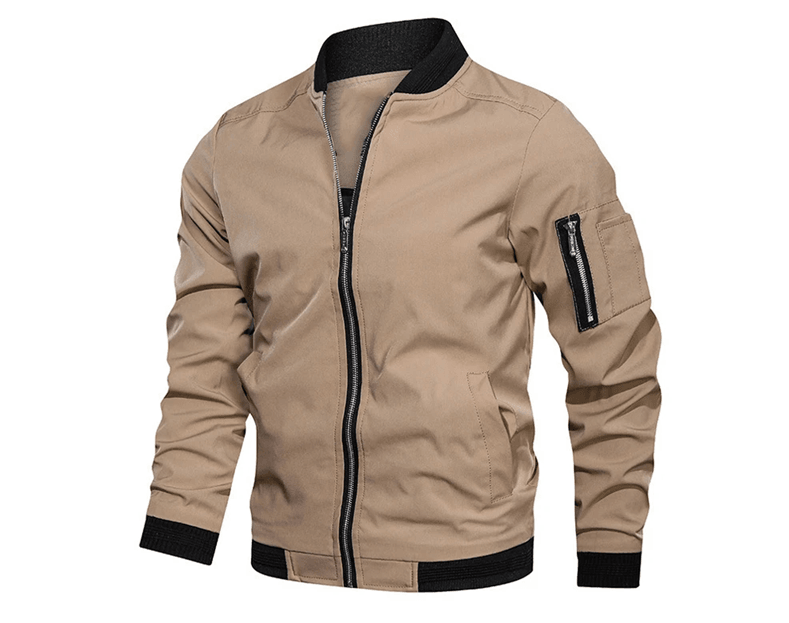 Mens Bomber Jacket Lightweight Casual Windbreaker with Zip Up Pockets