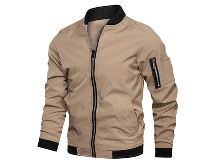 Mens Bomber Jacket Lightweight Casual Windbreaker with Zip Up Pockets