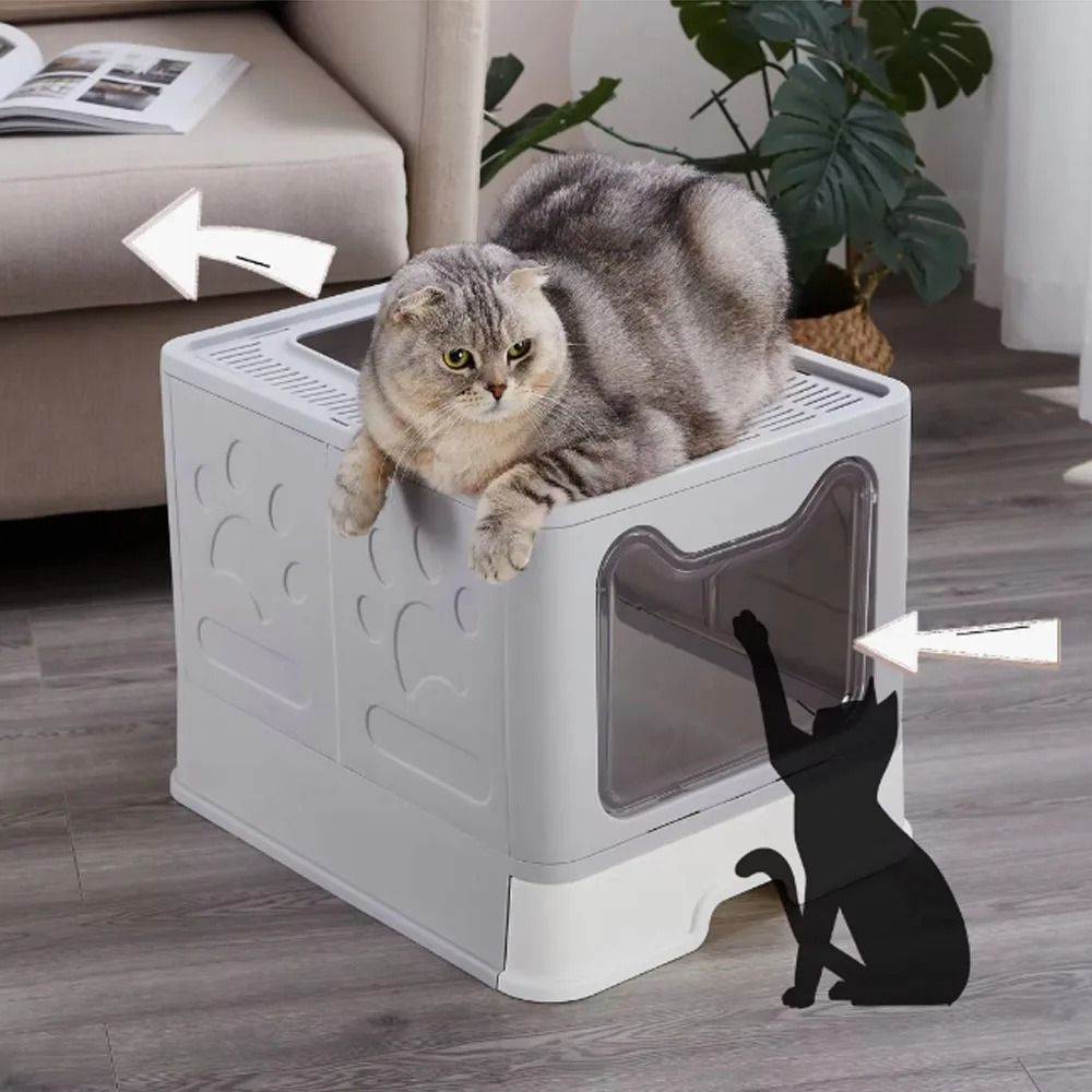 Foldable Drawer Litter Box with Scooper for Easy Cat Waste Management