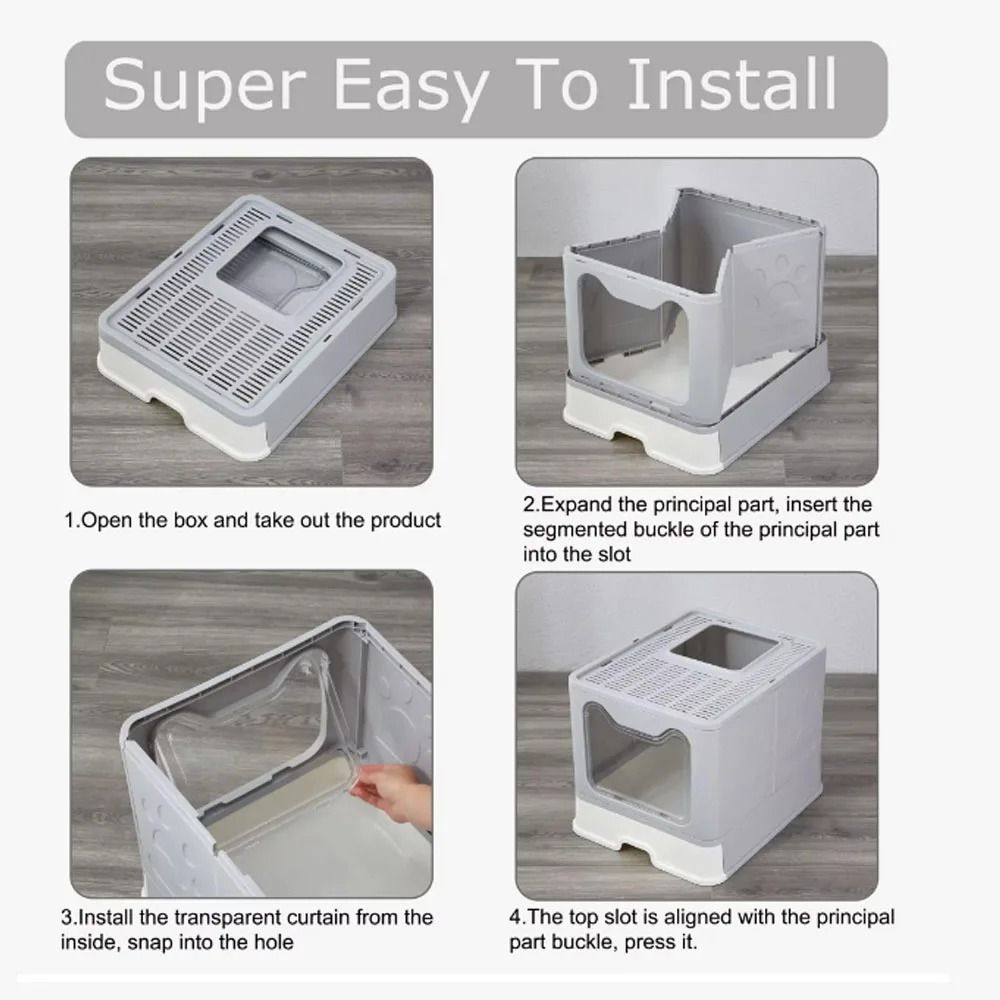 Foldable Drawer Litter Box with Scooper for Easy Cat Waste Management