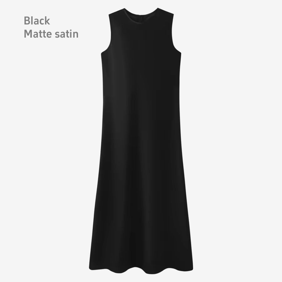 Spring Summer Satin Maxi Dress with Knitted Top – Elegant 2-Piece Set for Women