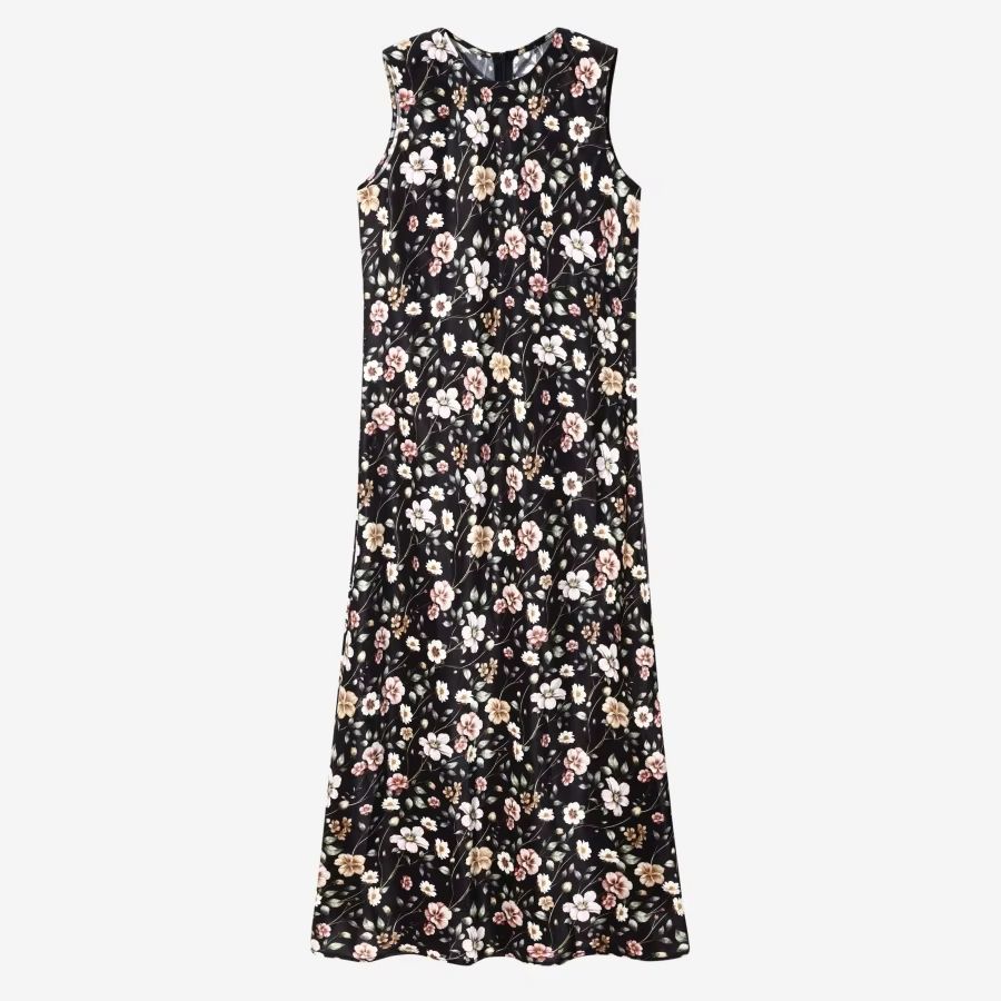 Spring Summer Satin Maxi Dress with Knitted Top – Elegant 2-Piece Set for Women