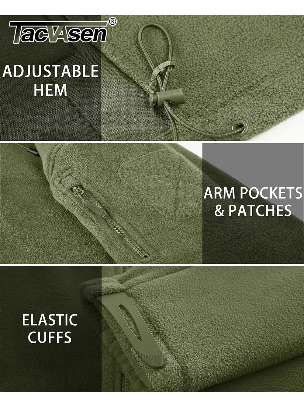 TACVASEN Men's Fleece Jacket with Hood – Full-Zip Outdoor Windproof Warm Work Coat for Spring and Winter
