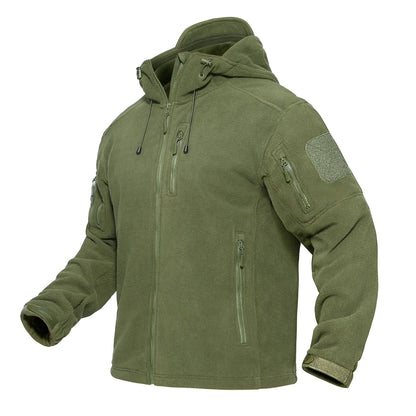 TACVASEN Men's Fleece Jacket with Hood – Full-Zip Outdoor Windproof Warm Work Coat for Spring and Winter