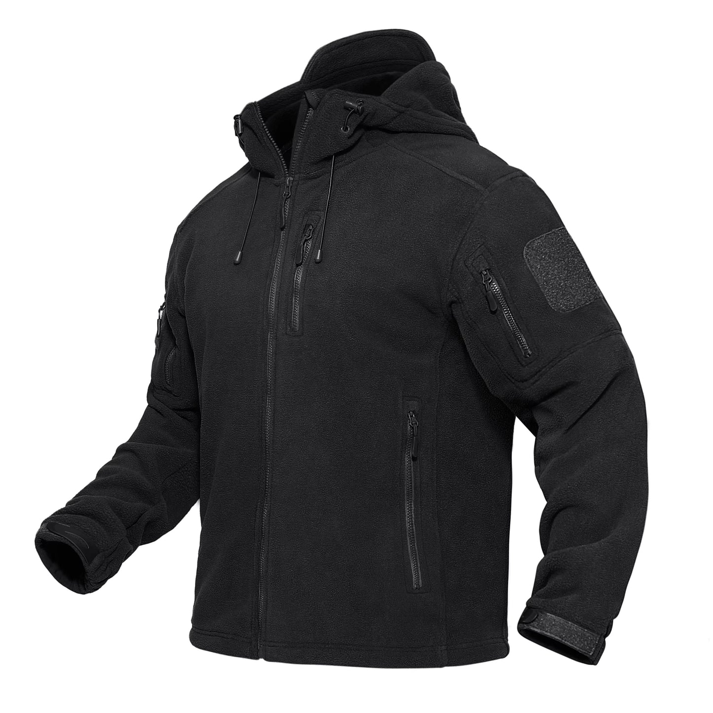 TACVASEN Men's Fleece Jacket with Hood – Full-Zip Outdoor Windproof Warm Work Coat for Spring and Winter