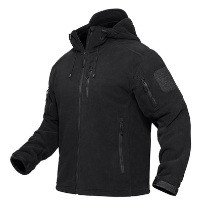 TACVASEN Men's Fleece Jacket with Hood – Full-Zip Outdoor Windproof Warm Work Coat for Spring and Winter