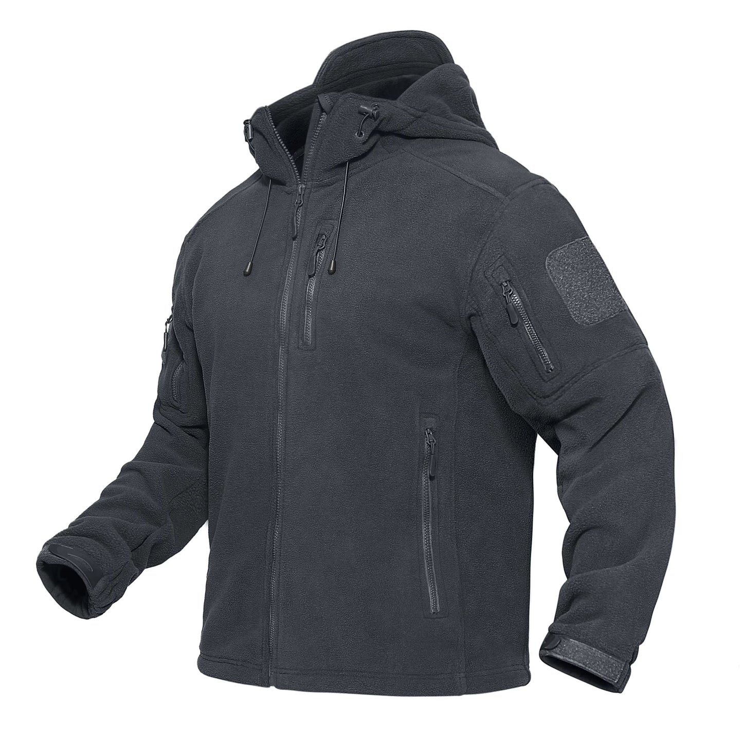 TACVASEN Men's Fleece Jacket with Hood – Full-Zip Outdoor Windproof Warm Work Coat for Spring and Winter