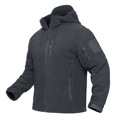 TACVASEN Men's Fleece Jacket with Hood – Full-Zip Outdoor Windproof Warm Work Coat for Spring and Winter