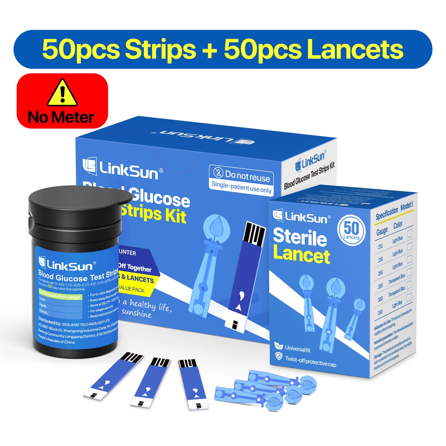 Blood Glucose Meter Kit with Test Strips & Lancets for Fast Accurate Diabetes Monitoring