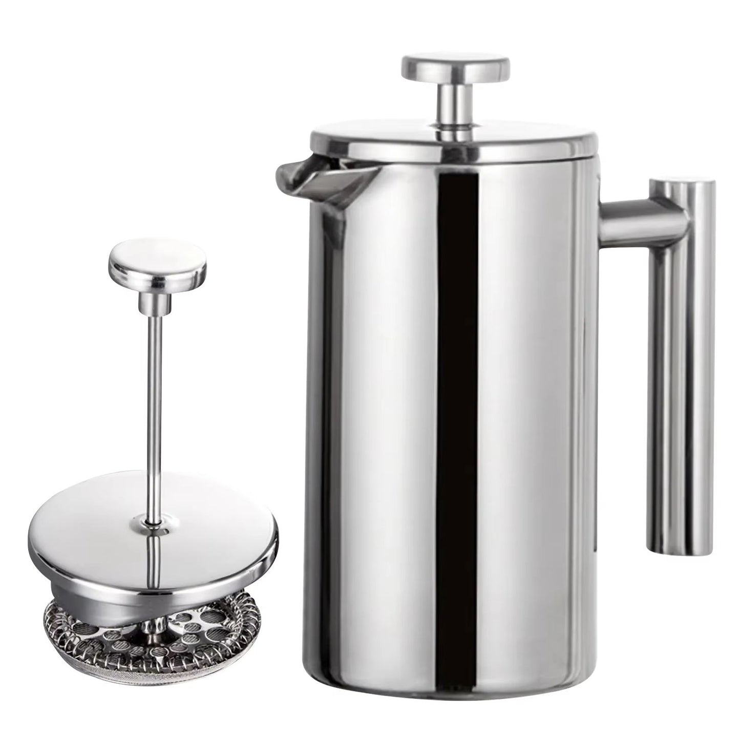 Stainless Steel French Press Coffee Maker – Double Wall Insulated Coffee Pot (11.83fl oz / 27.05fl oz / 33.81fl oz)
