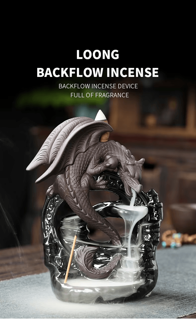 Ceramic Dragon Backflow Incense Burner for Home Decor and Aromatherapy