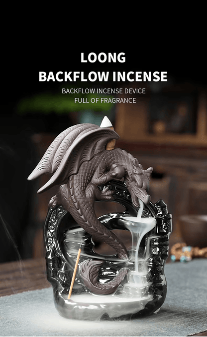 Ceramic Dragon Backflow Incense Burner for Home Decor and Aromatherapy
