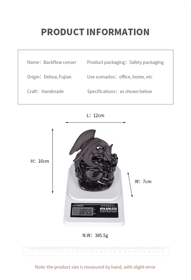 Ceramic Dragon Backflow Incense Burner for Home Decor and Aromatherapy